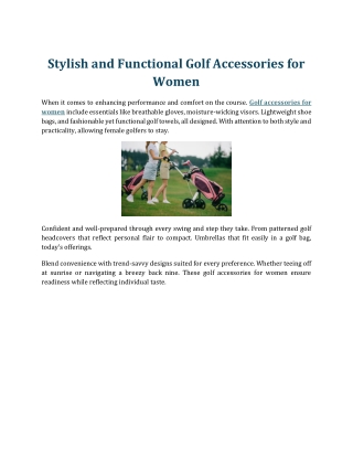 Stylish and Functional Golf Accessories for Women