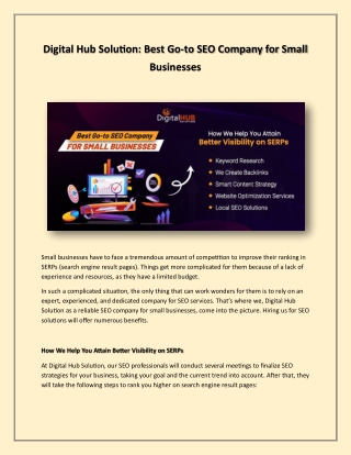 Digital Hub Solution Best Go-to SEO Company for Small Businesses