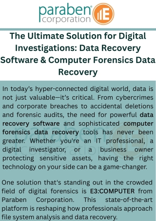The Ultimate Solution for Digital Investigations Data Recovery Software & Computer Forensics Data Recovery