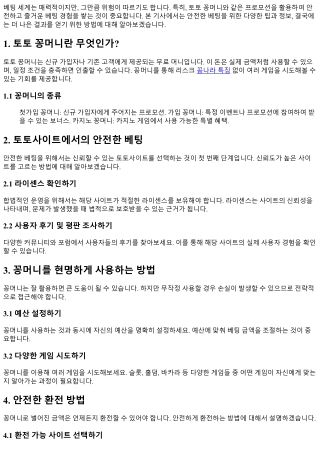 토토 꽁머니 사이트에서의 안전한 베팅 경험