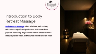 Book a body retreat massage today!! from cedervale retreats