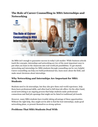 The Role of Career Counselling in MBA Internships and Networking