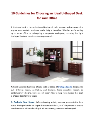 10 Guidelines for Choosing an Ideal U-Shaped Desk for Your Office