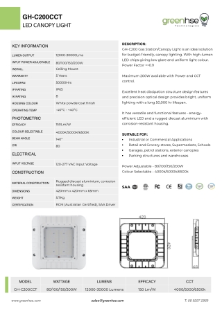 Buy 200W LED Canopy Light in Perth