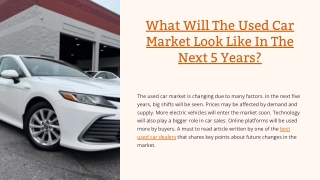 What Will The Used Car Market Look Like In The Next 5 Years?
