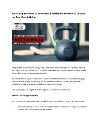 Everything you must know about Kettlebells and how to choose the best one_ A Guide