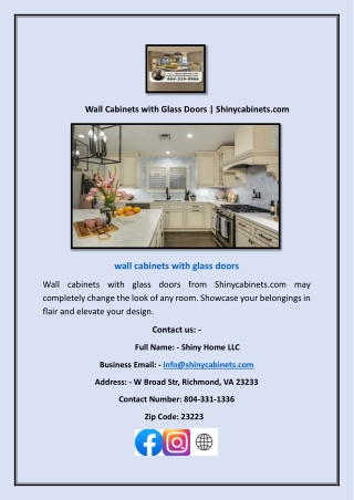 Wall Cabinets With Glass Doors | Shinycabinets.com