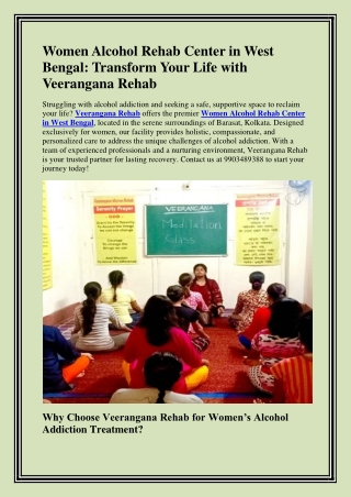 Women Alcohol Rehab Center in West Bengal
