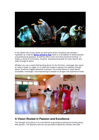 Dance School in Zug Where Passion Meets Professional Training