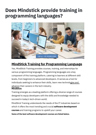Does Mindstick provide training in programming languages