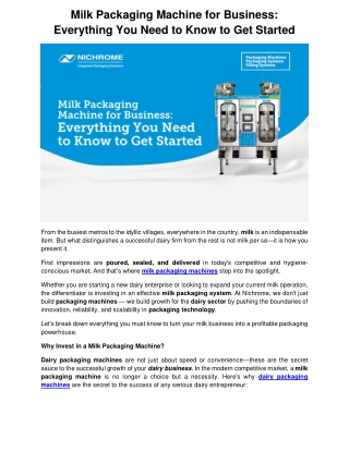 Milk Packaging Machine for Business Everything You Need to Know to Get Started