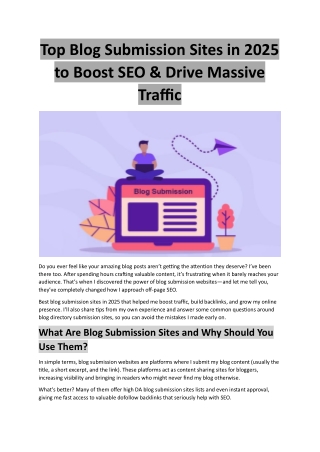 Top Blog Submission Sites in 2025 to Boost SEO