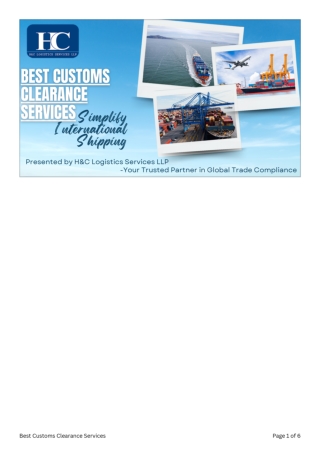 Best Customs Clearance Services Simplify International ShippinG