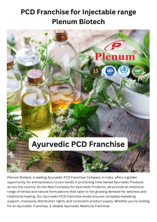 Ayurvedic pcd franchise | Plenum Biotech