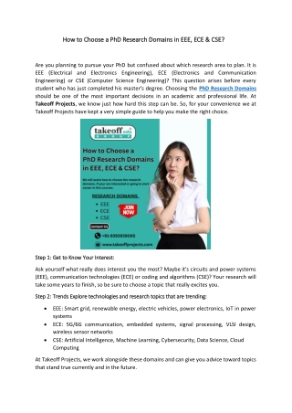 How to Choose a PhD Research Domains in EEE