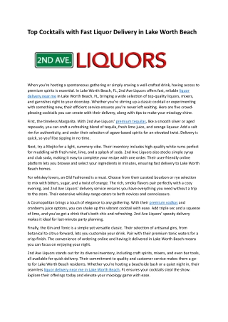 2nd Ave Liquors - Article