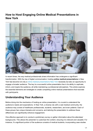 How to Host Engaging Online Medical Presentations in New York