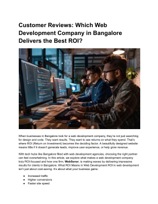 Customer Reviews_ Which Web Development Company in Bangalore Delivers the Best ROI