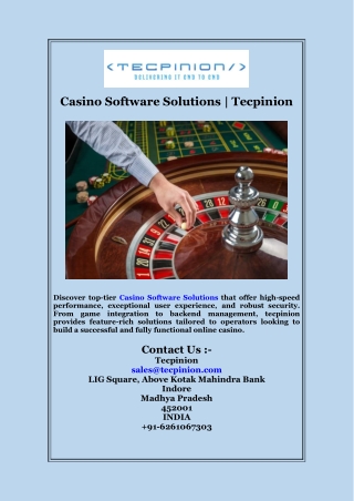 Casino Software Solutions  Tecpinion