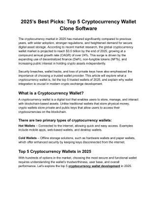 2025’s Best Picks: Top 5 Cryptocurrency Wallet Clone Software