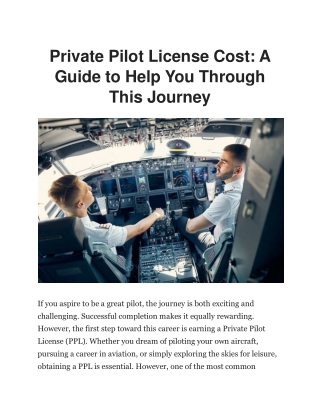 Understanding Personal Pilot License Cost with STP Flights