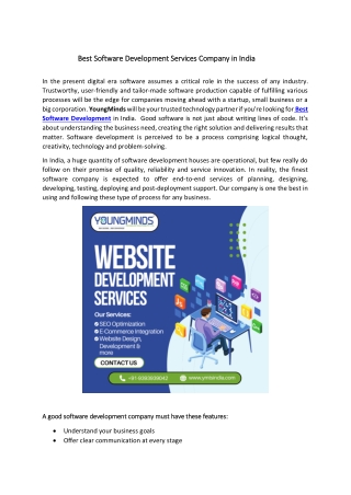 Best Software Development Services Company in India