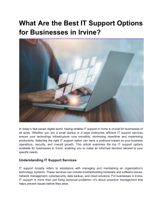 What Are the Best IT Support Options for Businesses in Irvine?