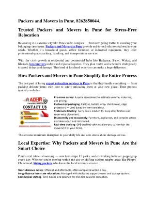 Packers and Movers in Pune,