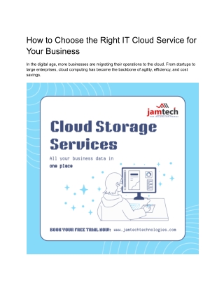 How to Choose the Right IT Cloud Service for Your Business