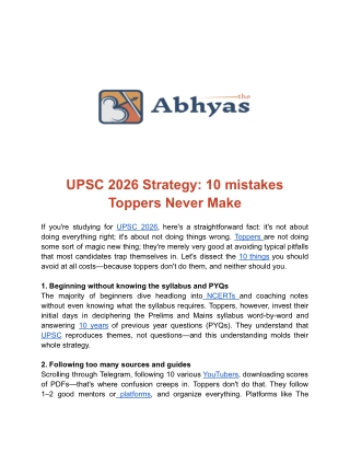 UPSC 2026 Strategy: 10 mistakes Toppers Never Make