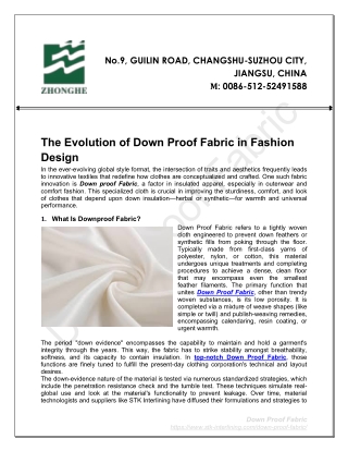 The Evolution of Down Proof Fabric in Fashion Design