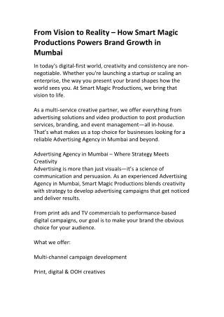 Post Production Services in Mumbai | Smart Magic Productions