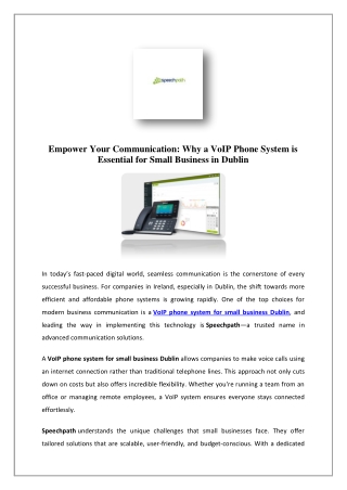 Cloud Phone Systems Ireland | Speechpath