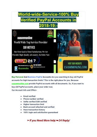 World-wide-Service-100% Buy Verified PayPal Accounts in 2018-19_-