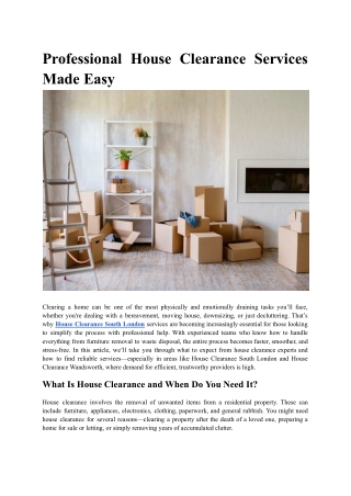 Professional House Clearance Services Made Easy