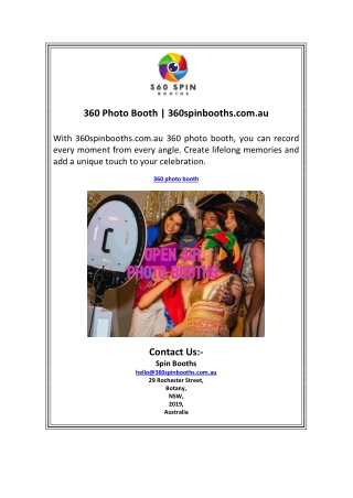 360 Booth Hire | 360spinbooths.com.au