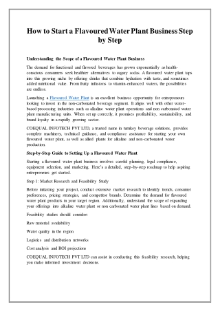 How to Start a Flavoured Water Plant Business Step by Step