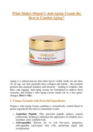 Origen’s Anti-Aging Cream