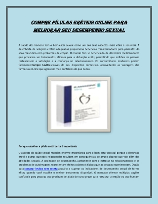Compre pílulas eréteis online para melhorar seu desempenho sexual