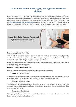 Lower Back Pain: Causes, Types, and Effective Treatment Options