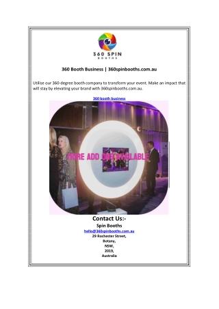 360 Booth Business | 360spinbooths.com.au