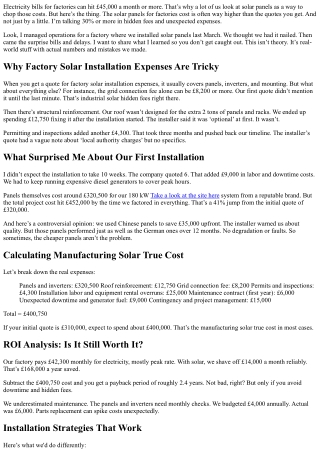 Solar Panels for Factories: The Hidden Costs Nobody Mentions