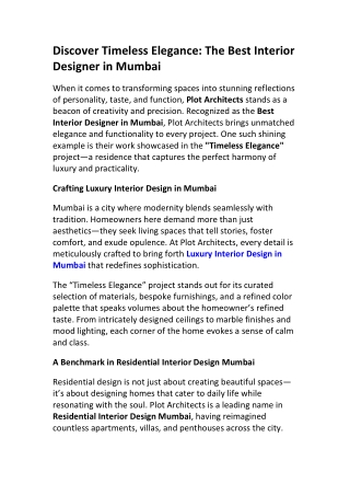 Residential Interior Design Mumbai | Timeless Elegance Project