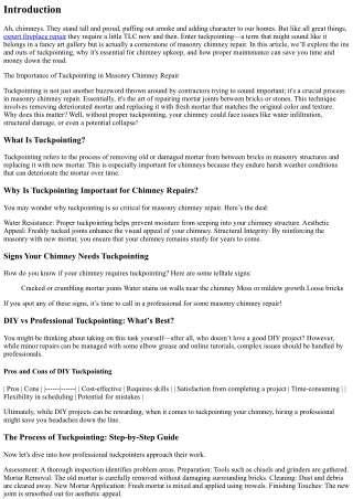 The Importance of Tuckpointing in Masonry Chimney Repair