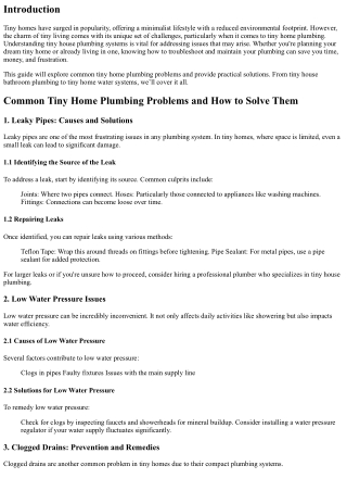 Common Tiny Home Plumbing Problems and How to Solve Them
