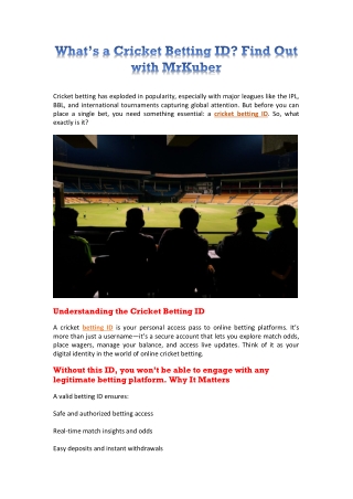 What’s a Cricket Betting ID? Find Out with MrKuber