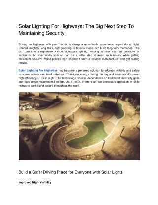 Solar Lighting For Highways_ The Big Next Step To Maintaining Security