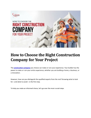 How to Choose the Right Construction Company for Your Project