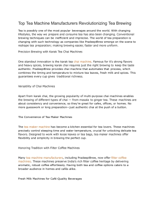 Top Tea Machine Manufacturers Revolutionizing Tea Brewing