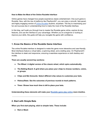 How to Make the Most of the Online Roulette Interface - Playkaro247